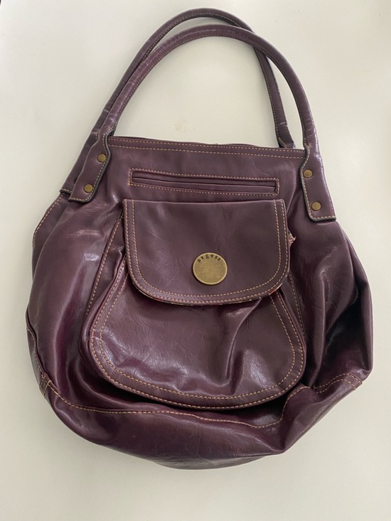Handbags - Unbranded Plum Leather Tote with Front Pocket